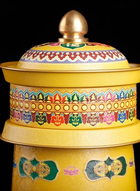 唐多括罗藏族转经简电动转轮五行转金筒插电家用摆件度母药师观音