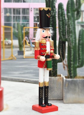 欧式90CM大型胡桃夹子KTV场景装饰木偶人 商场布景节日木质工艺品