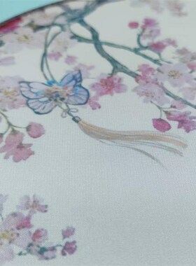 剧目原版桃花挽月团扇舞蹈道具双色长流苏国风汉服古典舞半透团扇