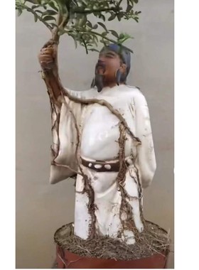 高22cm李白明月陶瓷工艺品摆件盆景园林园艺家居客厅人物装饰