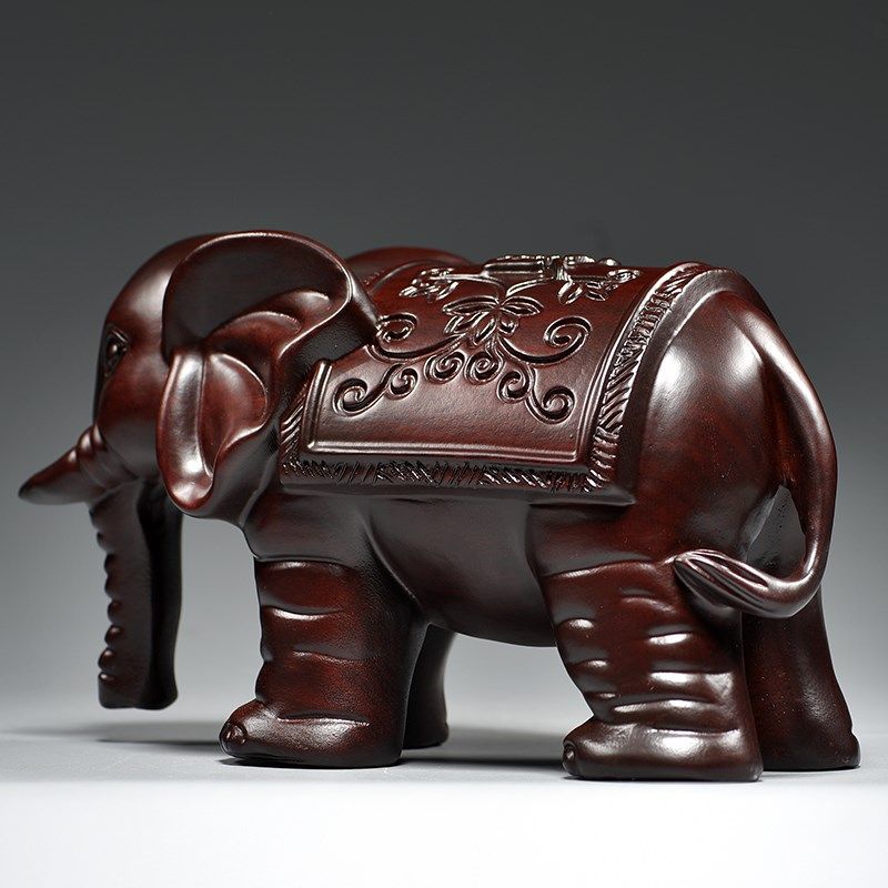 黑檀木雕吸水大象一对实木摆件玄关客厅电视柜装饰工艺品乔迁送礼,淘宝优惠券,粉丝福利购,淘宝优惠卷