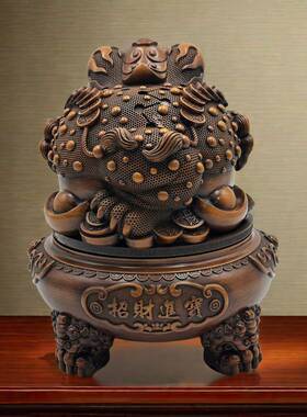 蟾厂家直销摆件办仿公室客厅金玄关装品木纹工艺新招财进开业饰蟾