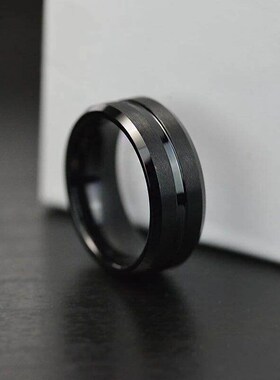Fashion 8mm Mens Black Tungsten Wedding Band Rings Black