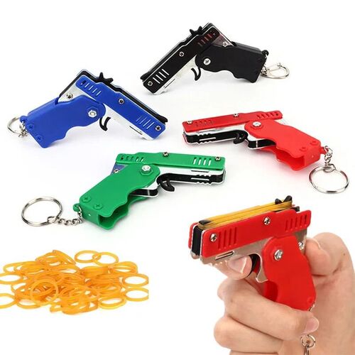 1PC Mini Keychain Gun Rubber Band Gun Toy Gun Shooting Pisto - 图2