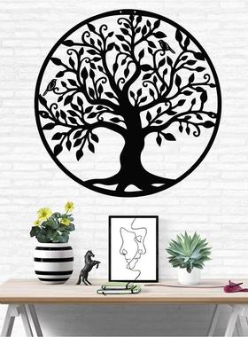 跨境墙面铁艺生命之树金属剪影家居墙装饰标志墙壁挂件立体造型