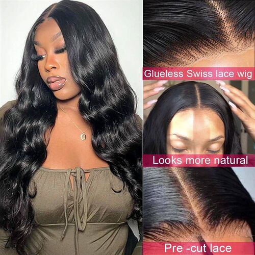 13x4 Lace Frontal Human Hair Wig Body Wave Glueless Wig Huma - 图0
