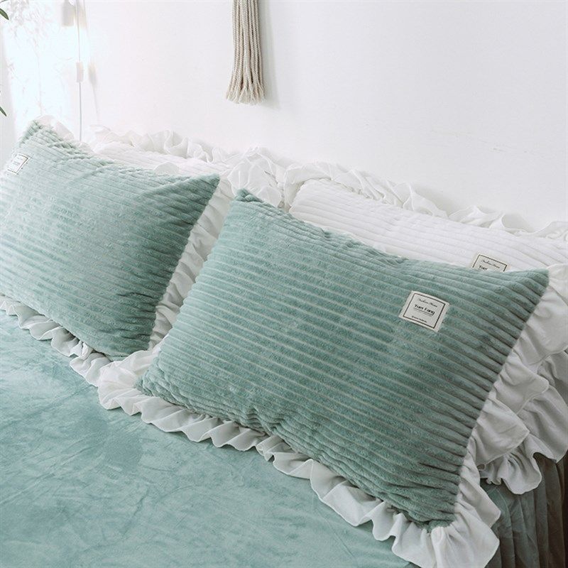 公主风兔兔绒枕荷叶花边枕头少女心秋冬季加绒单人枕一对装,淘宝优惠券,粉丝福利购,淘宝优惠卷