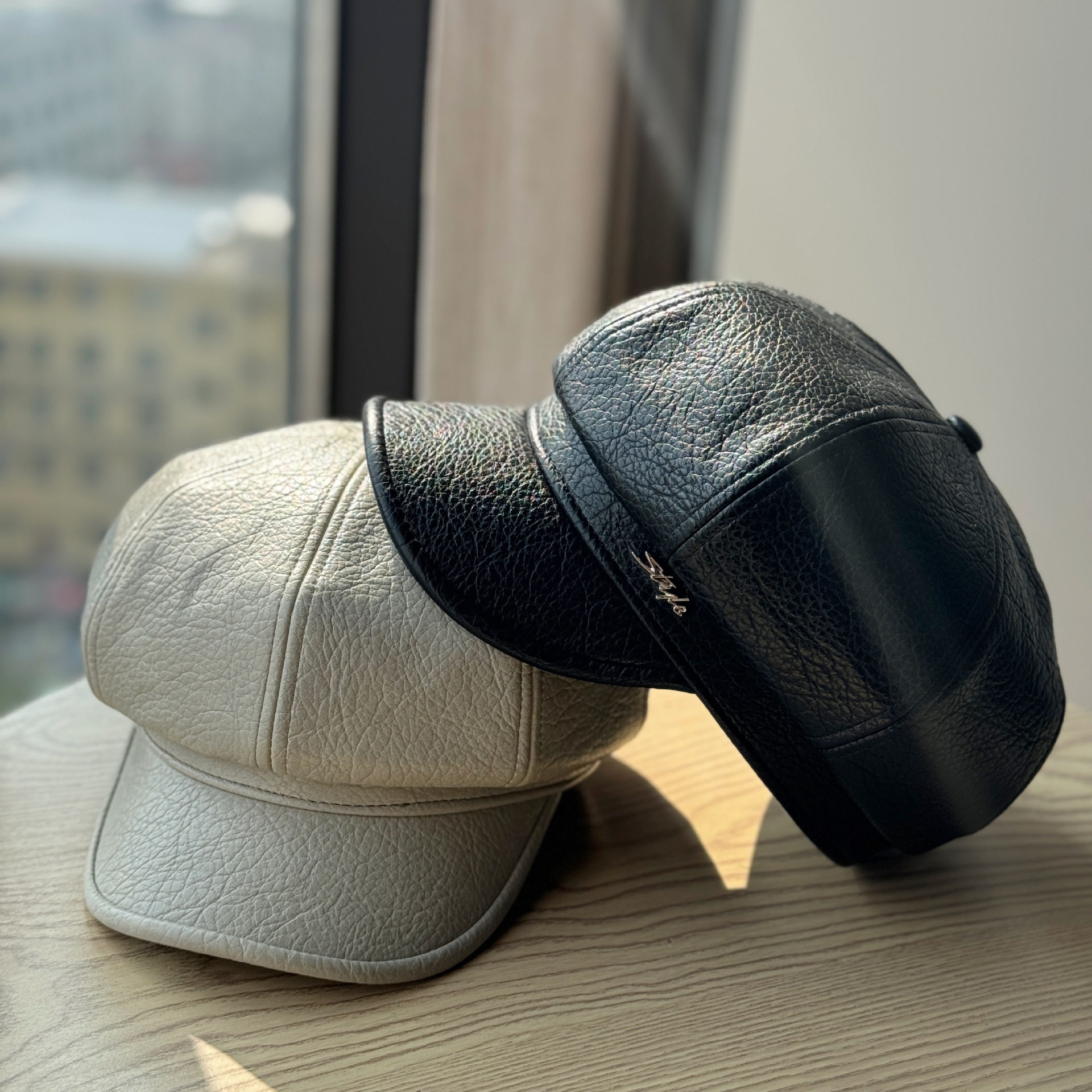 新款八角帽女秋冬季时尚保暖in风韩版百搭复古黑色皮质报童帽潮,淘宝优惠券,粉丝福利购,淘宝优惠卷