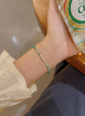 in潮网红同款蓝色小清新手链女小众简约百搭气质串珠手饰品