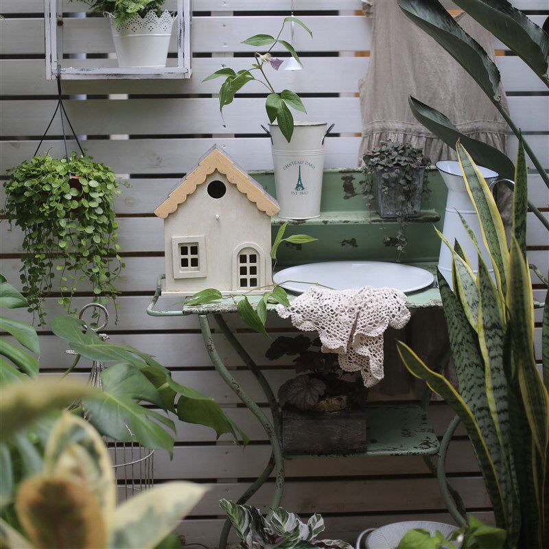 复古白色小房子木头鸟巢家居装饰鸟窝摆件花园杂货鸟屋庭院挂饰,淘宝优惠券,粉丝福利购,淘宝优惠卷