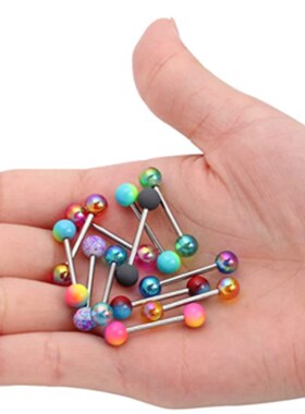 6PCS Stainless Steel Glorious Tongue Ring Bulk 14G Nipple Pi