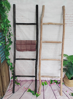 杂木小梯子装饰摆饰幼儿园布置拍照道具民宿衣帽架天然干树枝楼梯