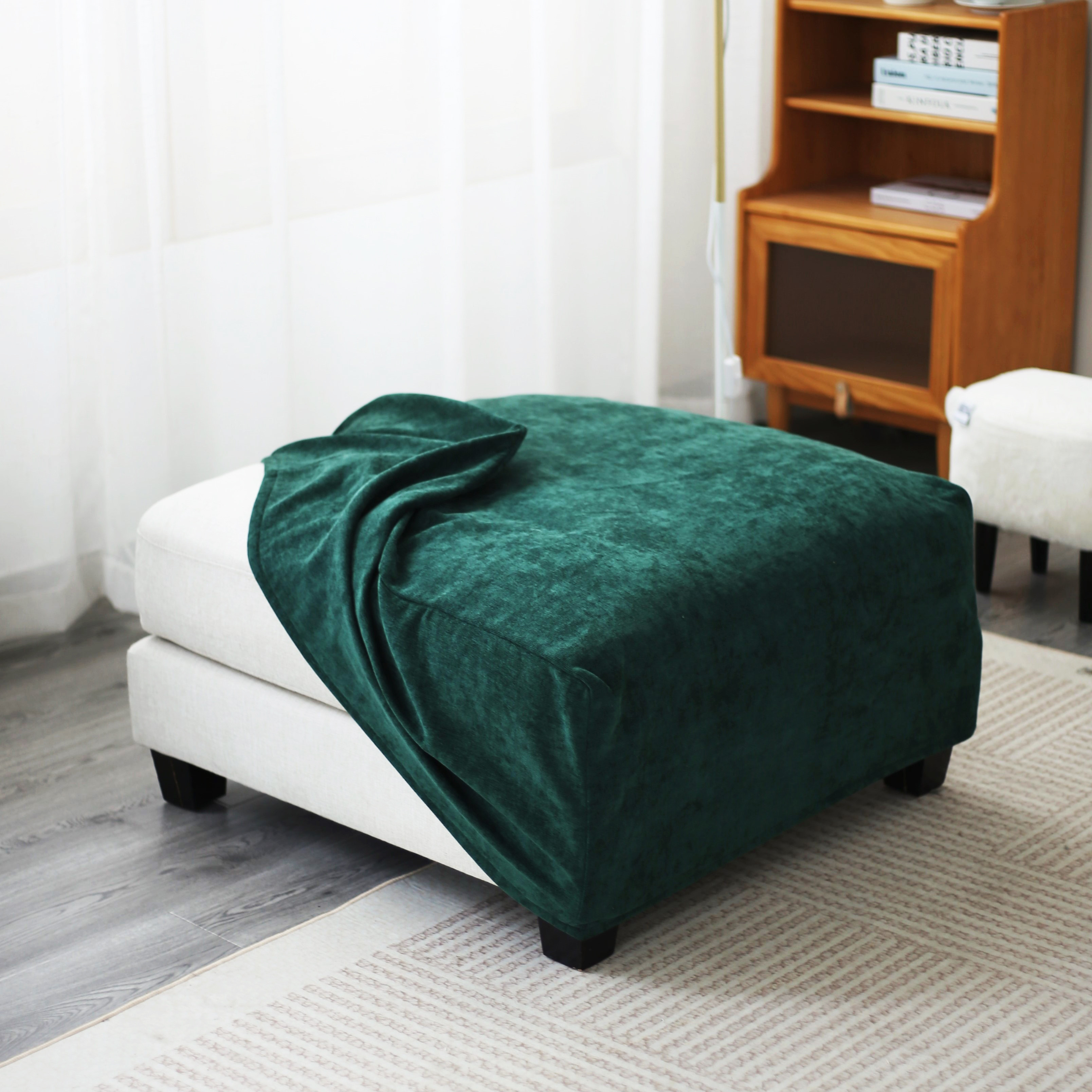 大号正方形雪尼尔方榻加厚全包矮凳家用纯色沙发踏脚凳保护罩,淘宝优惠券,粉丝福利购,淘宝优惠卷