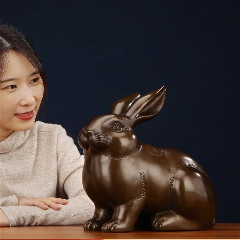 黄铜特大正兔财兔生肖兔家居办公室摆件兔年吉祥物乔迁开业礼品,淘宝优惠券,粉丝福利购,淘宝优惠卷