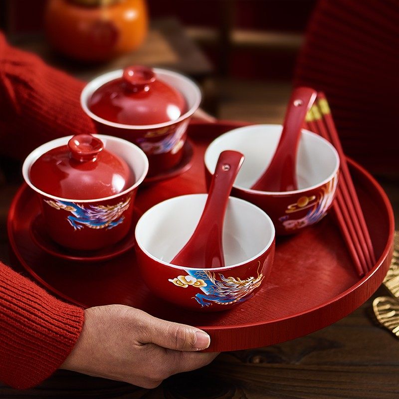 婚庆女方陪嫁用品大全喜碗敬茶杯子结婚礼改口喜杯对杯对碗筷装,淘宝优惠券,粉丝福利购,淘宝优惠卷