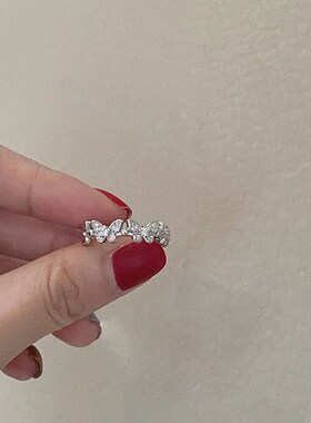 Fashion Silver Color Butterfly Rhinestone Open Rings For Wom