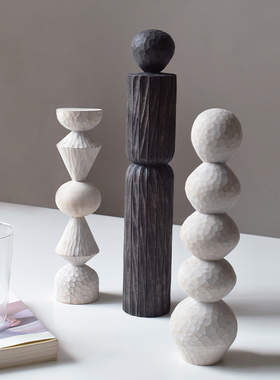 象有形 / 经典复刻创意中古现代艺术木雕摆件原木立柱拍摄道具