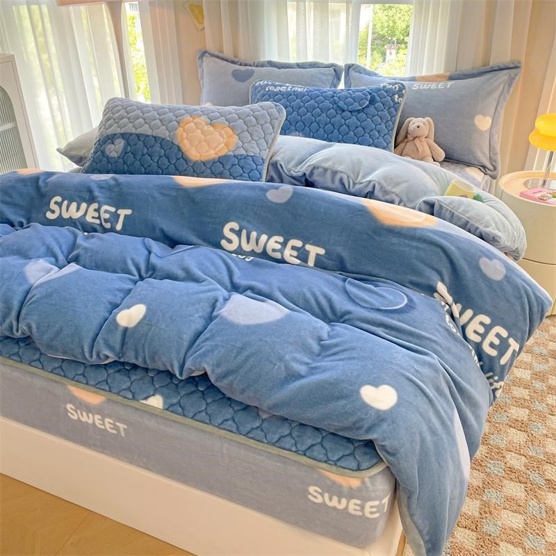 保暖加厚四件夹棉绗缝床笠款床罩加绒儿童被罩床品三件,淘宝优惠券,粉丝福利购,淘宝优惠卷