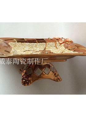 直供陶瓷贴珠高脚盘 送人佳品 家居摆设 精美糖果托盘