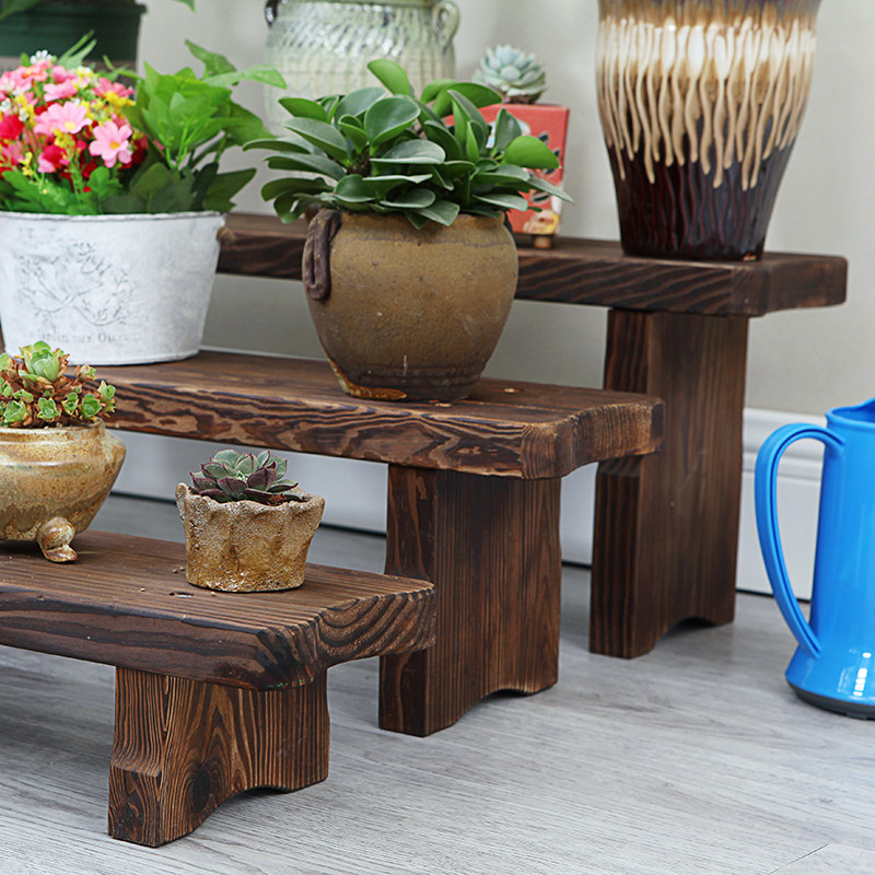 防腐木花凳加厚阶梯式阳台花架子客厅实木质多层落地花盆架室内外,淘宝优惠券,粉丝福利购,淘宝优惠卷