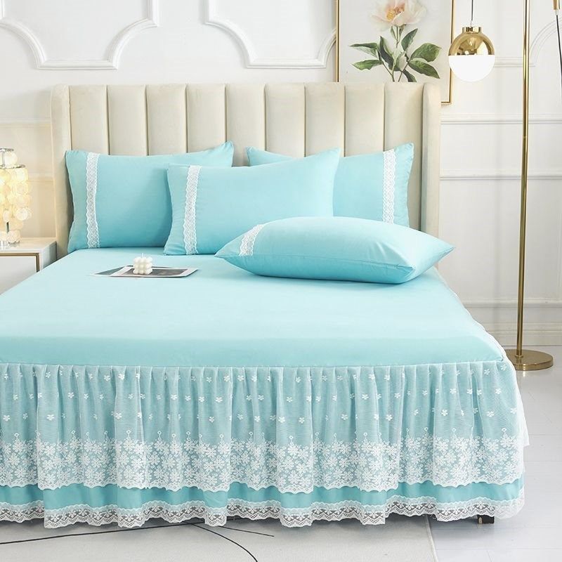 爆款韩版床裙蕾丝花边床裙遮丑下摆全包围公主风单间三件保护,淘宝优惠券,粉丝福利购,淘宝优惠卷