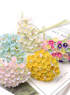 1bunch\8pcs Mini Paper Rose Fake Flower Bouquet Wedding Dec