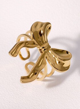 Simple Fashion Sweet Bow Stainless steel ring womens ins sty