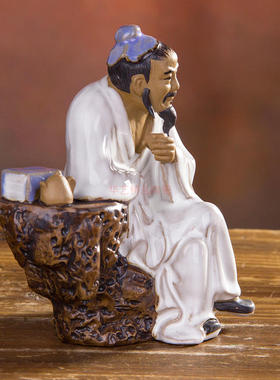 石湾公仔陶瓷工艺品家居客厅办公室书桌摆件古典人物茶宠茶圣陆羽