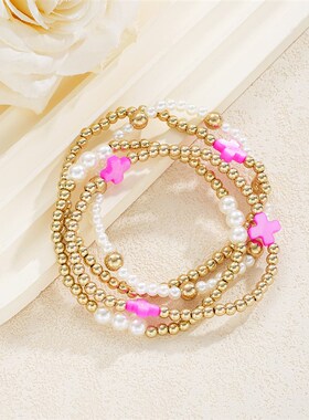 Beaded Elastic Cross Bracelet串珠弹性十字架手链礼物串珠手链