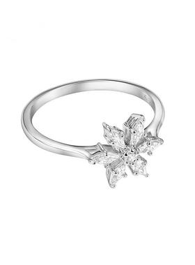 Elegant Temperament White Snowflake Flower Shaped Ring Simpl