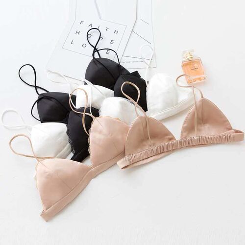 Thin French Style troangle Cup Bra Push-up Small Chest Beaut - 图0