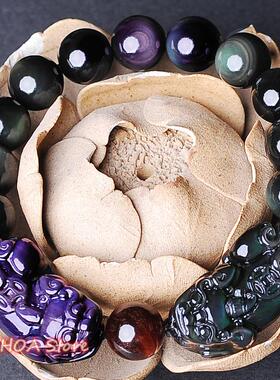 New Natural Obsidian Tiger-Eye Color-Eye Double Pixiu