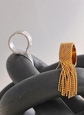 Yhpup+Statement+Stainless+Steel+Chain+Tassel+Finger+Ring+Adj