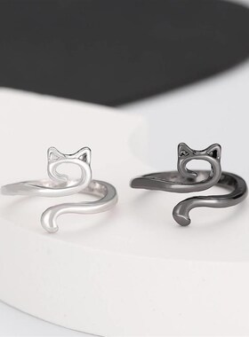 Opening Adjustable Fashion Animal Cat Ring Jewelry欧美猫戒指