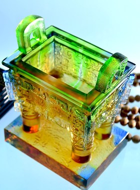 新鼎盛琉璃摆件招财四方鼎公司开业上市乔迁搬家客厅玄关高档装饰