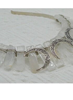 Natural Crystal Crown Queen Raw Crystal Hair Band Lapis Amet
