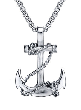 Simple Classic Fashion Anchor Cross Antique Silver Color
