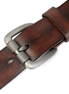 Mens Belt Genuine Leather Sturdy Buckle Vintage Belt 皮裤带