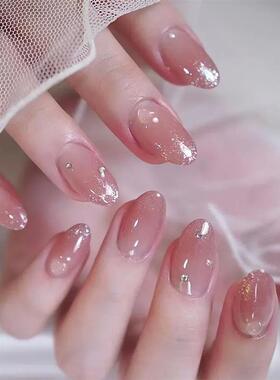 24pcs+Pink+Fake+Nail+Patch+Sweet+Korean+Style+False+Nails+Fu