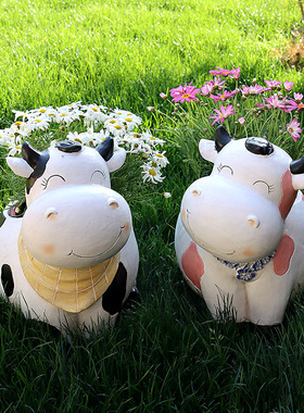 花园庭院阳台别墅卡通动物牛花盆园艺装饰品造景摆件盆器院子布置