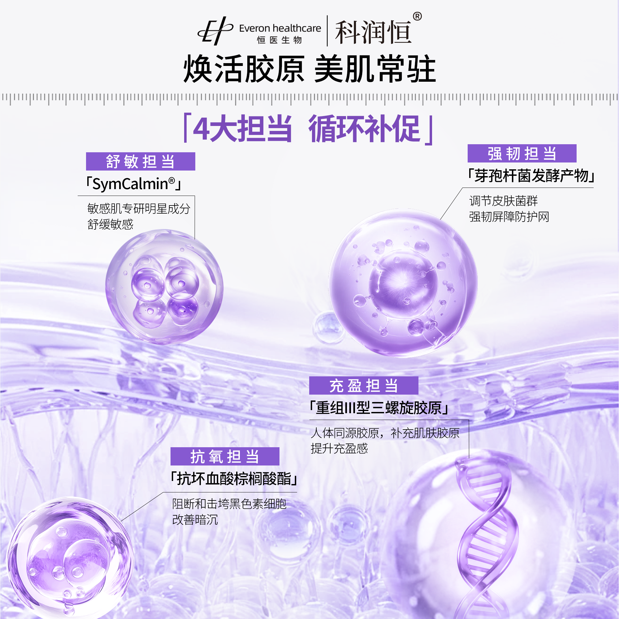 科润恒三螺旋胶原蛋白次抛精华液淡纹敏感肌舒缓补水保湿紧致抗皱