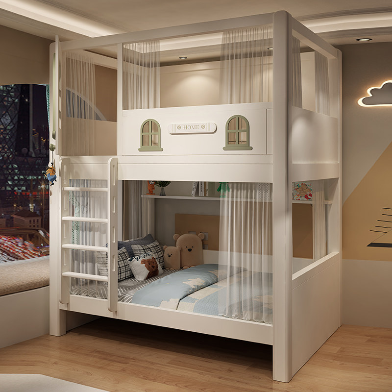 儿童床男孩高护栏上下床双层上下铺树屋高低床小户型省空间,淘宝优惠券,粉丝福利购,淘宝优惠卷