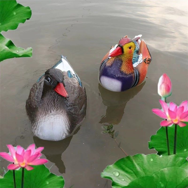 浮水鸳鸯连体大小一对摆件花园庭院客厅流水喷泉鱼缸树脂动物装饰,淘宝优惠券,粉丝福利购,淘宝优惠卷