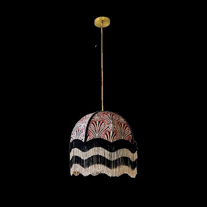 全美一丁 中古法式复古丝绒布艺流苏吊灯茶楼民宿餐厅卧室装饰灯,淘宝优惠券,粉丝福利购,淘宝优惠卷