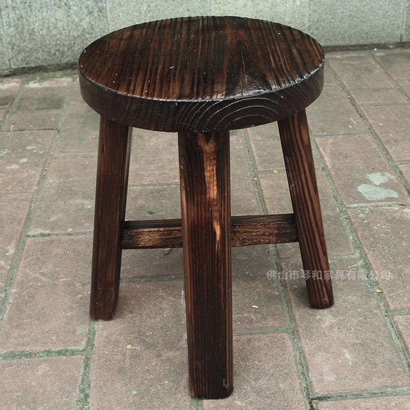 全实木黑色复古碳化木圆凳饭店酒店火锅店餐馆餐凳炭烧原木餐椅子,淘宝优惠券,粉丝福利购,淘宝优惠卷