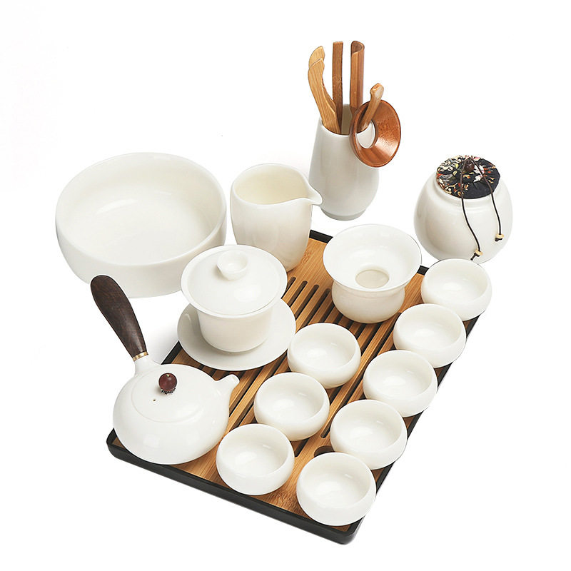 羊脂玉功夫茶具套装家用陶瓷泡茶壶白瓷盖碗茶杯礼盒装礼品,淘宝优惠券,粉丝福利购,淘宝优惠卷