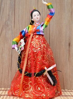 韩国民俗 人偶娃娃摆件朝鲜族绢人韩国家居装饰礼品工艺品