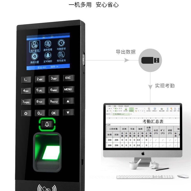 Fingerprint access control and attendance all-in-one machine golden fingerprint machine door opener access control set system password card door opening F1
