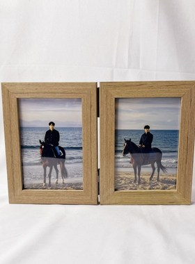 创意相框实木摆台5寸7寸汉服写真照片屏风复古拼图二三联折叠组合