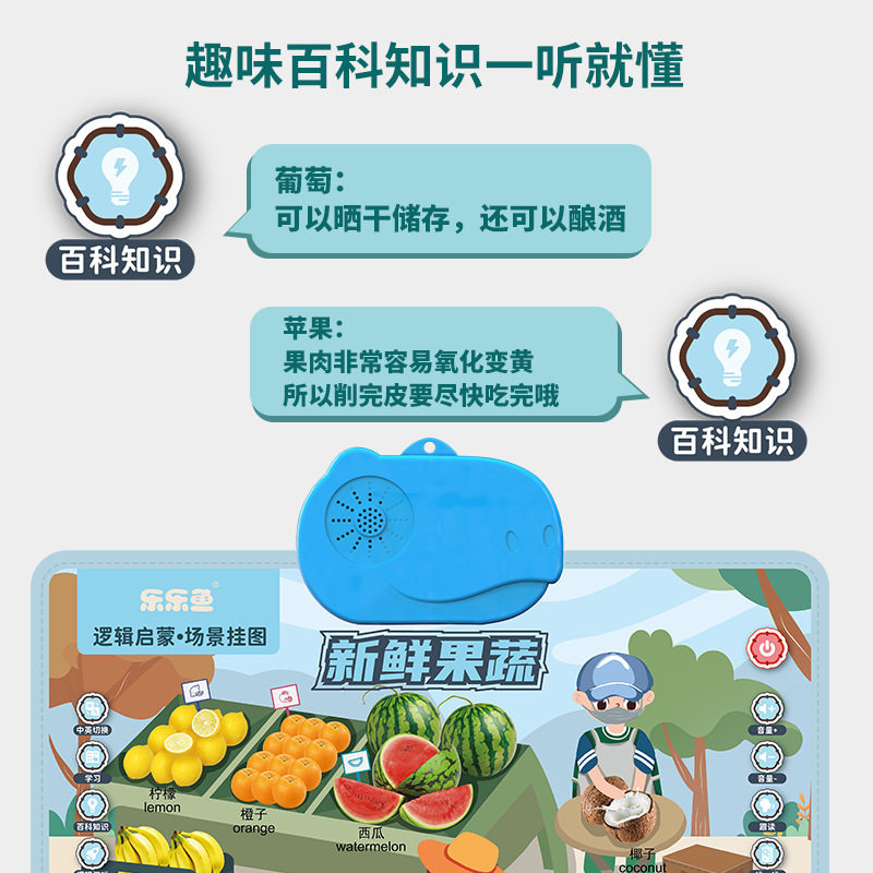 乐乐鱼儿童早教有声挂图立体点读启蒙逻辑思维认知高档发声玩具,淘宝优惠券,粉丝福利购,淘宝优惠卷